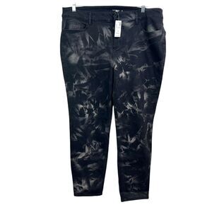 Loralette Womens Jeans Modern Abstract Tie Dye Black Gray Plus Size 20*